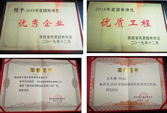 喜訊！綠宇公司榮獲省級“2019年度園林綠化優秀企業”等三項榮譽