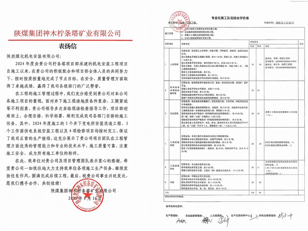 陜煤建設機電安裝公司檸條塔項目部:榮譽加身啟新程,砥礪前行譜華章